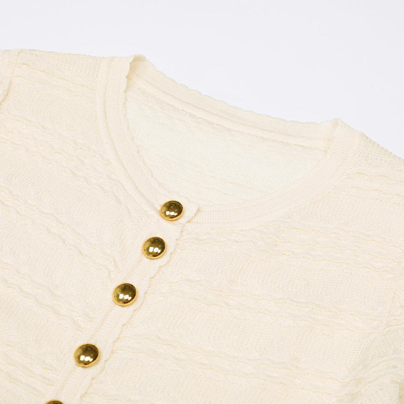 Isabella Van Hoef Knit Cardigan And Ruffle Midi Dress Set