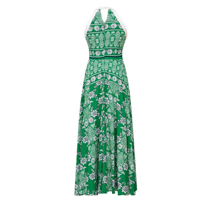 Maxi Dress – Bohemian Halter Neck – Flowy Draped Silhouette – Chic Style