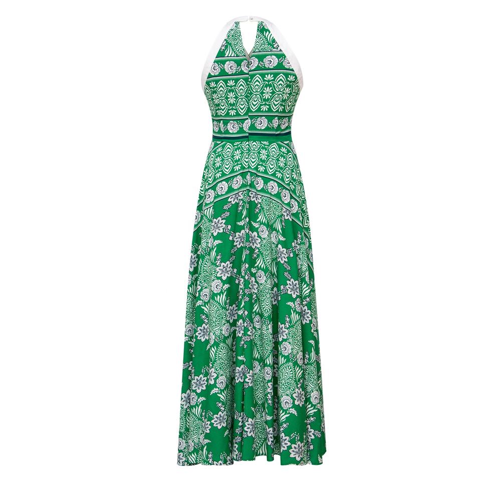 Maxi Dress – Bohemian Halter Neck – Flowy Draped Silhouette – Chic Style