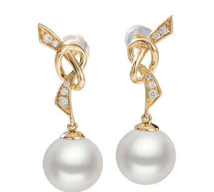 18K Solid Gold AAAAA Freshwater Pearl Stud Earrings