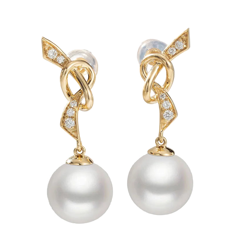 18K Solid Gold AAAAA Freshwater Pearl Stud Earrings