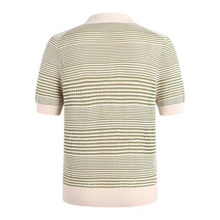 Knit Sweater – V-Neck Design – Striped Pattern – Casual Vintage Style
