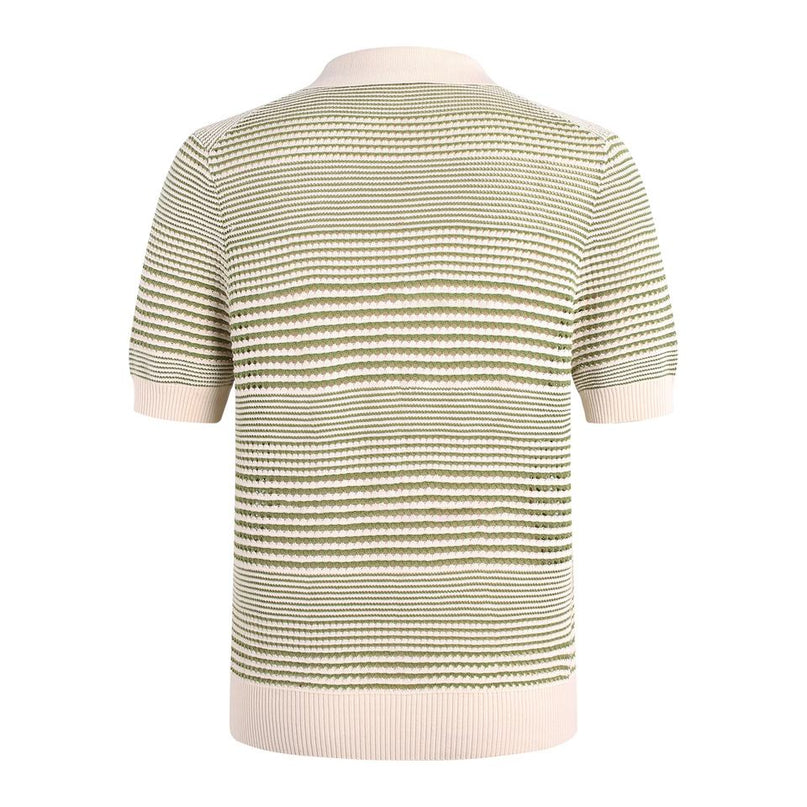 Knit Sweater – V-Neck Design – Striped Pattern – Casual Vintage Style