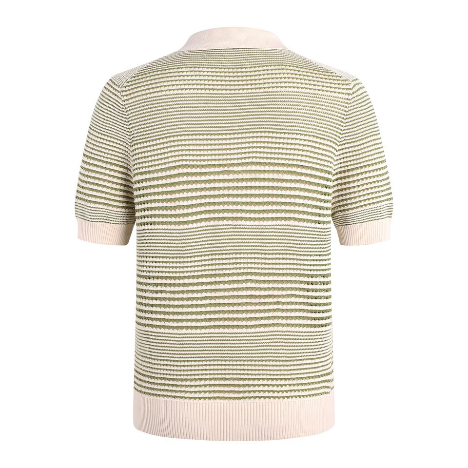 Knit Sweater – V-Neck Design – Striped Pattern – Casual Vintage Style
