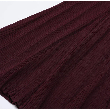 Marina Van Hoef Contrast-Collar Ribbed Midi Dress