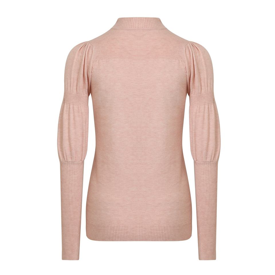 Pullover Sweater – Pink Turtleneck – Puff Sleeve – Ribbed High Street Style