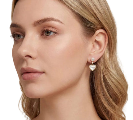 Van Hoef - AAAA Pearl Heart Earrings 18K Gold Plated Elegant Jewelry