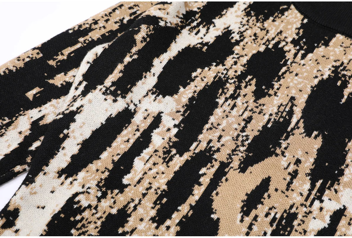 Selene Van Hoef Abstract Leopard Knit Midi Dress