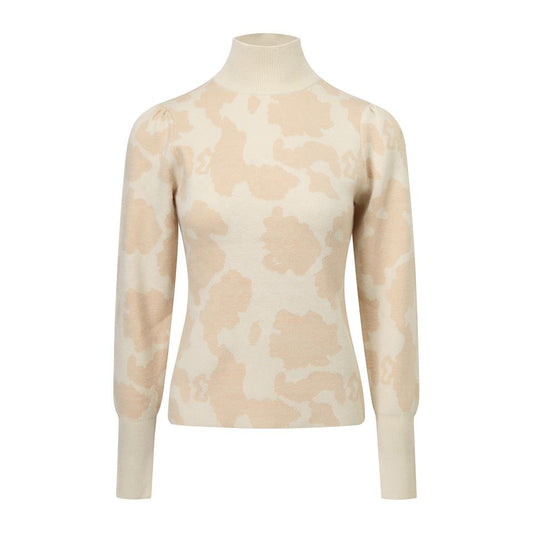 Pullover Sweater – Camouflage Intarsia Knit – High Collar – Chic Casual Style