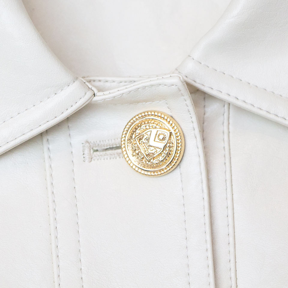 Bomber Jacket – Vintage PU Leather – Button-Up Collar Style