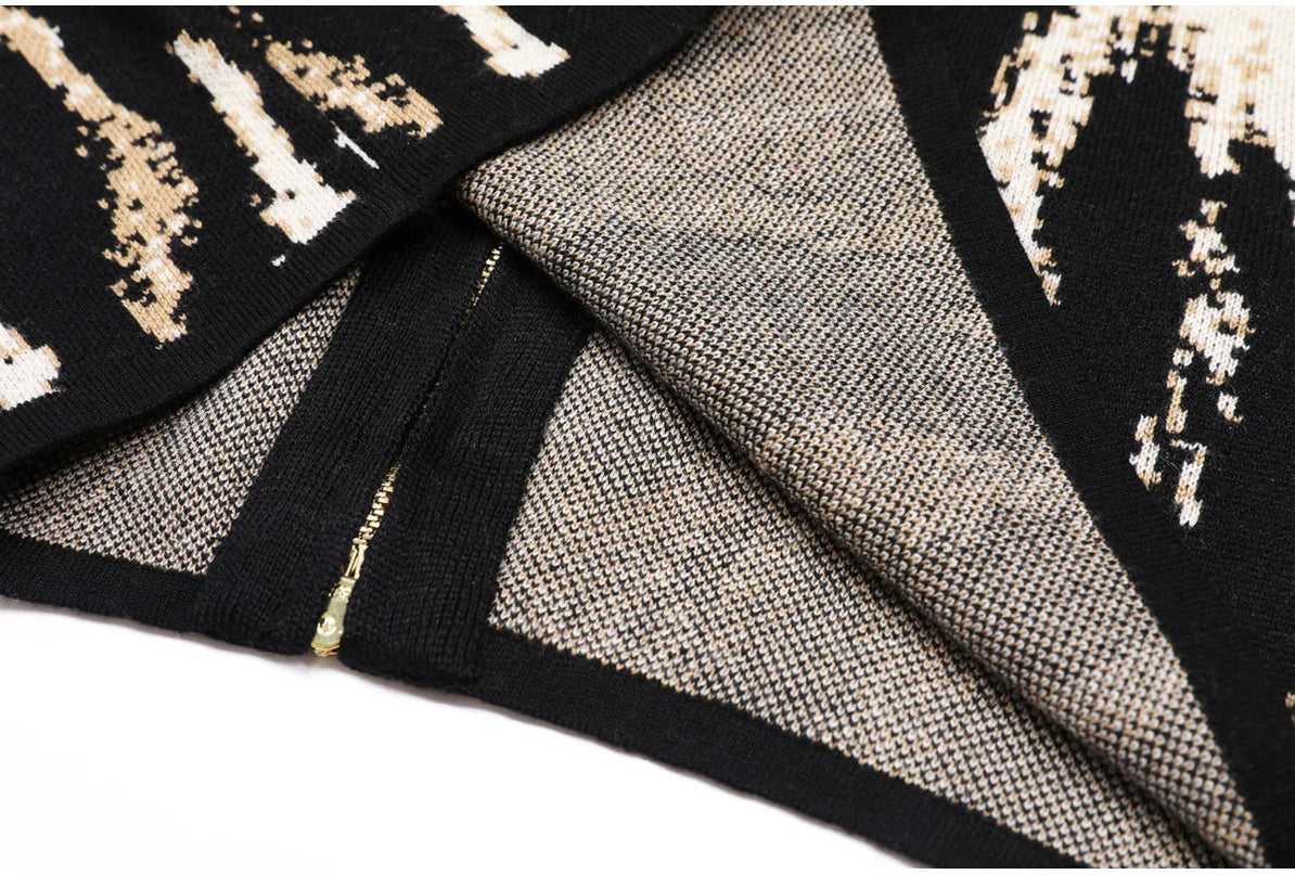 Selene Van Hoef Abstract Leopard Knit Midi Dress