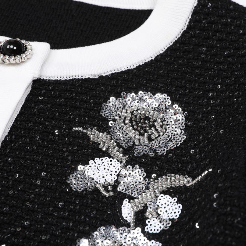 Sophia Van Hoef Embellished Cardigan And Midi Skirt Set