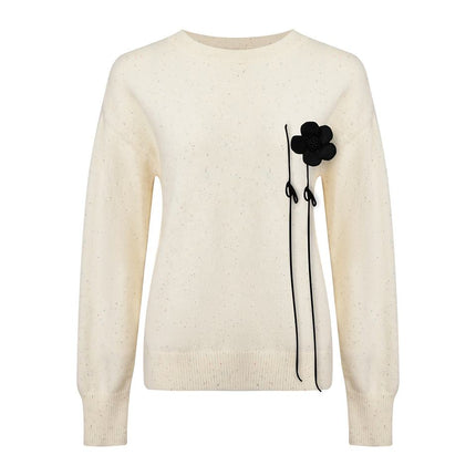 Knit Pullover – Polka Dot Pattern – Round Neckline – Vintage Fall Style