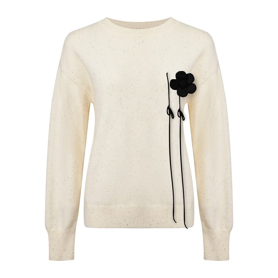 Knit Pullover – Polka Dot Pattern – Round Neckline – Vintage Fall Style