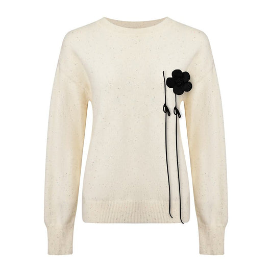 Knit Pullover – Polka Dot Pattern – Round Neckline – Vintage Fall Style