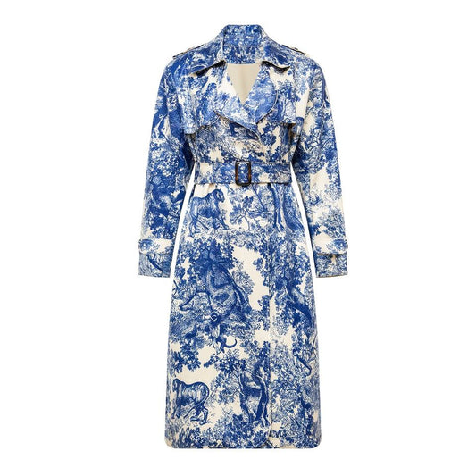 Trenchcoat – Toile De Jouy Print – Belted Waist – Luxury Winter Style
