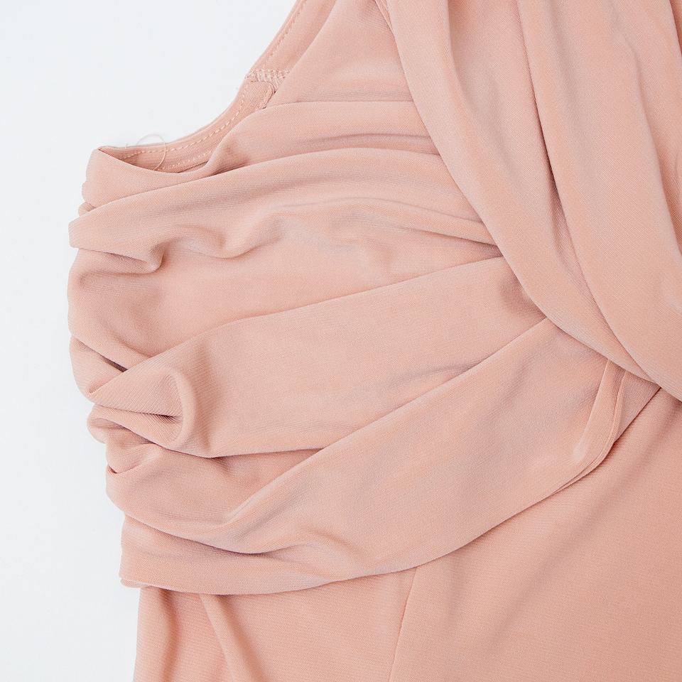 Maxi Dress – Draped V-Neck – Pleated Design – Elegant Evening Style