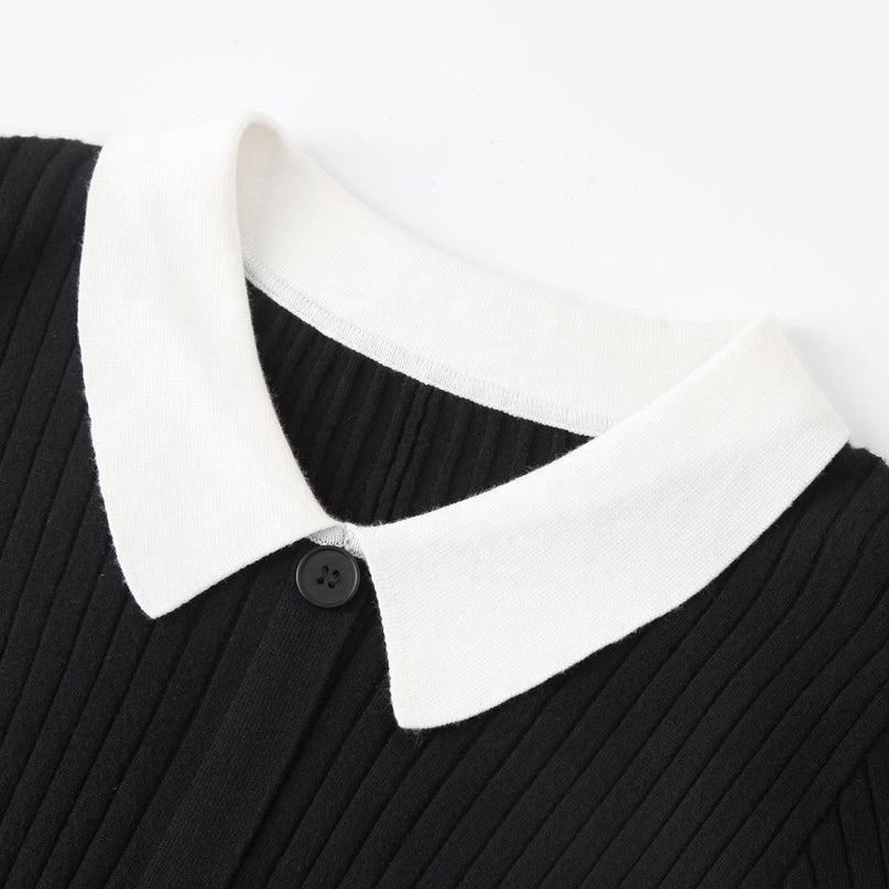 Sweater Dress – Solid Knit Design – Button-Up Maxi – Elegant A-Line Style