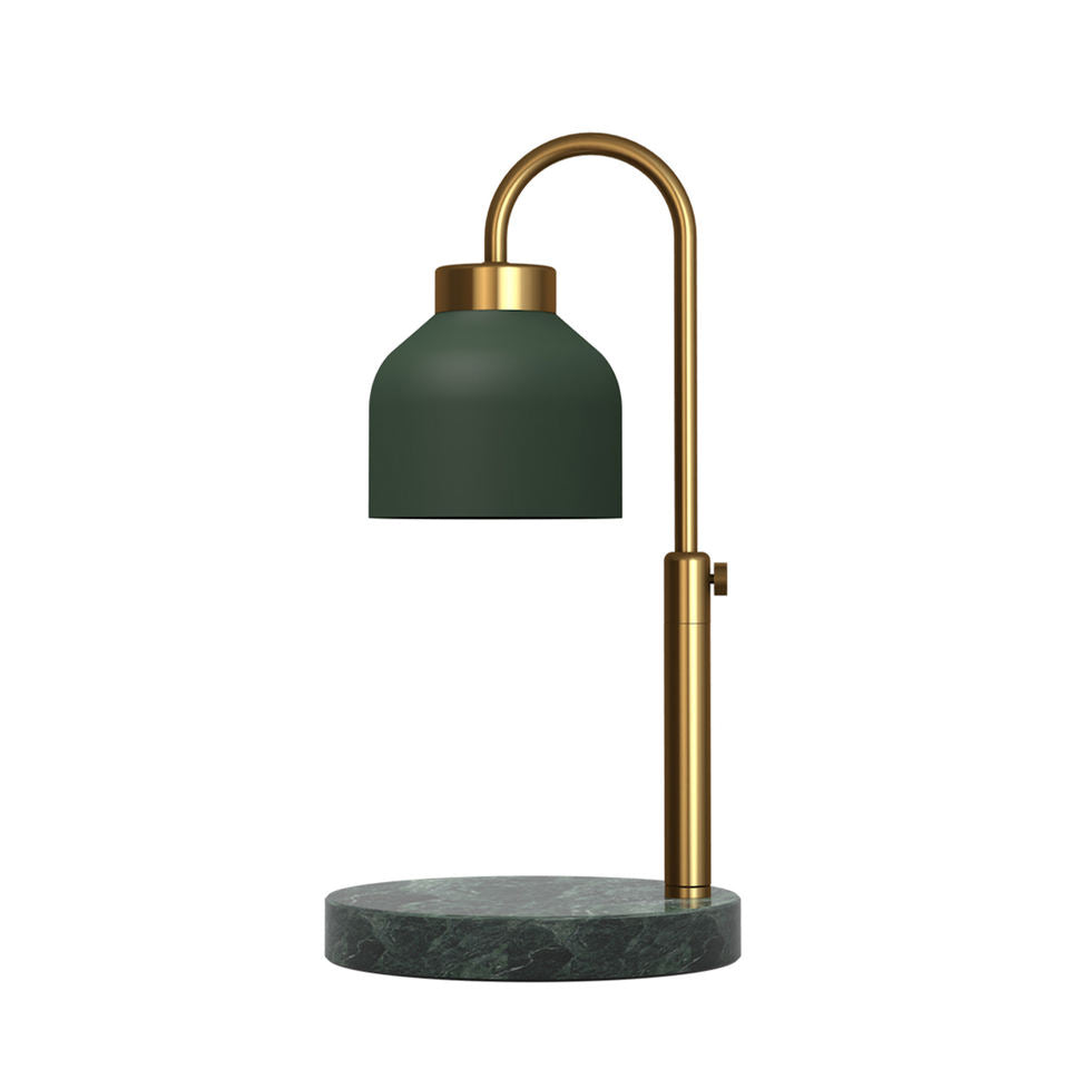 Candle Warmer Lamp Electric Wax Melter Aroma Burner – Metal & Marble in Dark Green