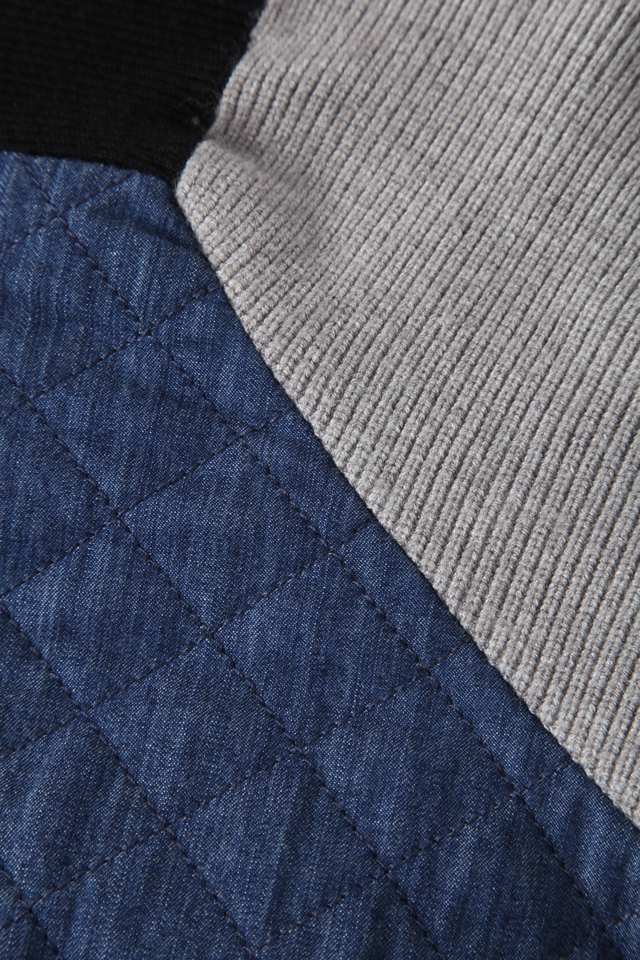 Bomber Jacket – Color Block Patchwork – Quilted Design – Casual Fall Style