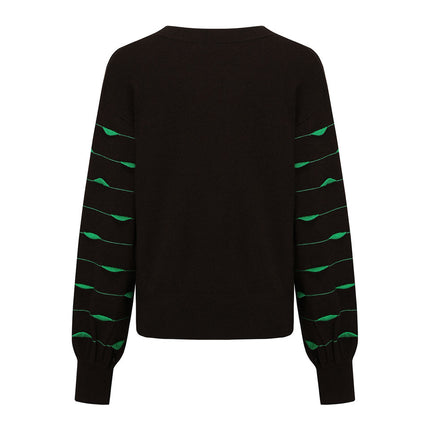 Pullover Sweater – Glow in the Dark – Green Glitter Knit – Casual Chic Style