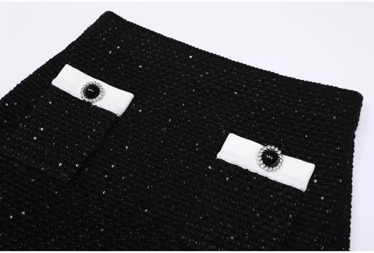 Sophia Van Hoef Embellished Cardigan And Midi Skirt Set