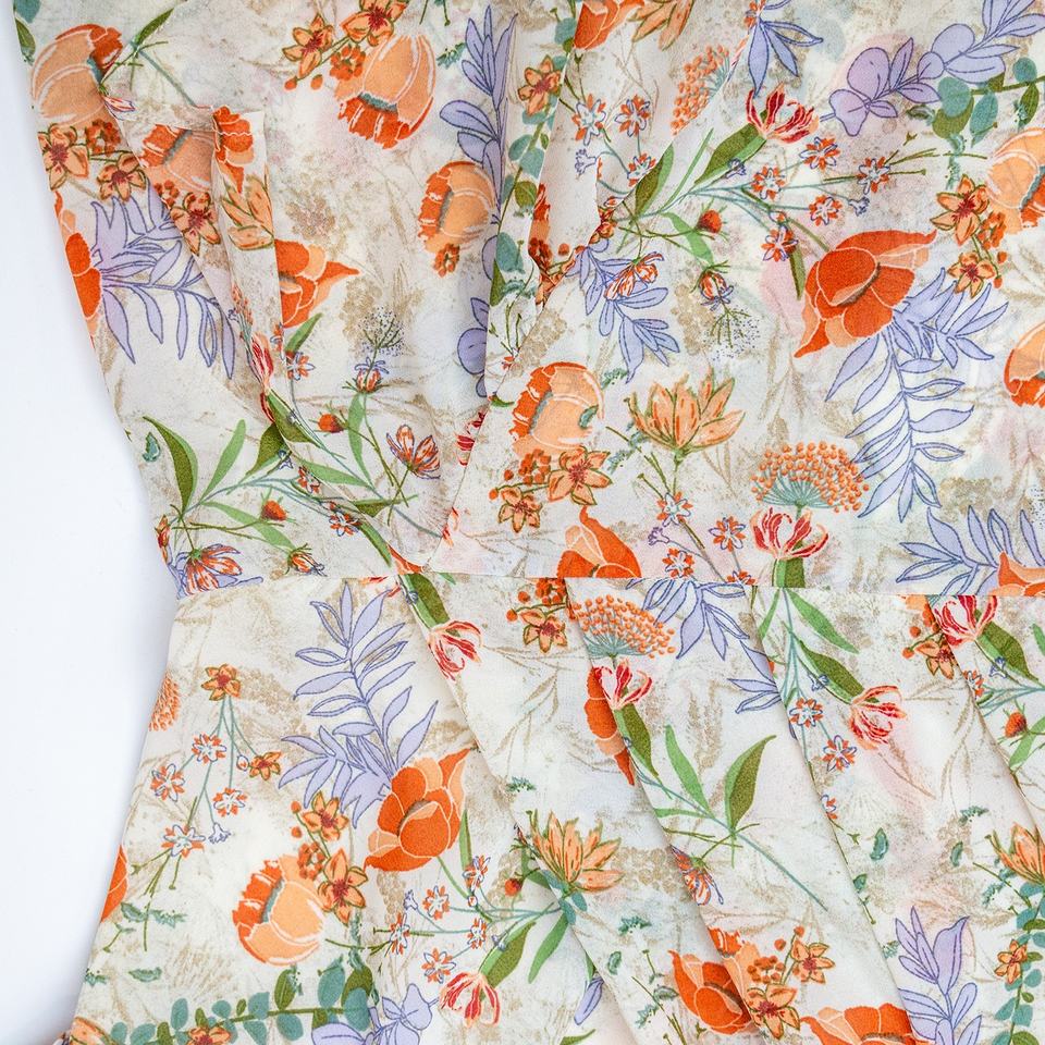 Maxi Dress – Floral Print – Crossover V-Neck – Bohemian Dinner Style