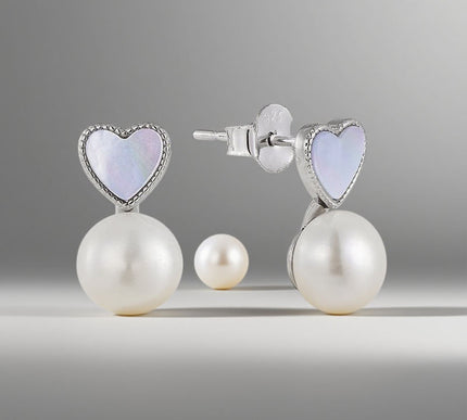925 Silver Plated Pearl Stud Earrings With Micro Inlay