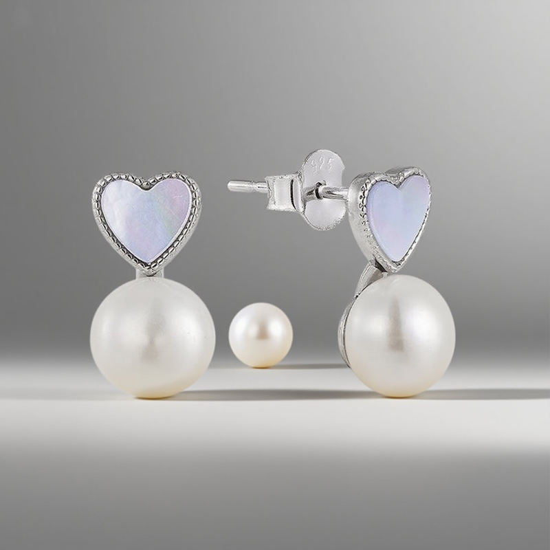 925 Silver Plated Pearl Stud Earrings With Micro Inlay