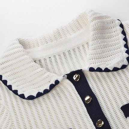 Tessa Van Hoef Contrast-Trim Knit Peplum Top