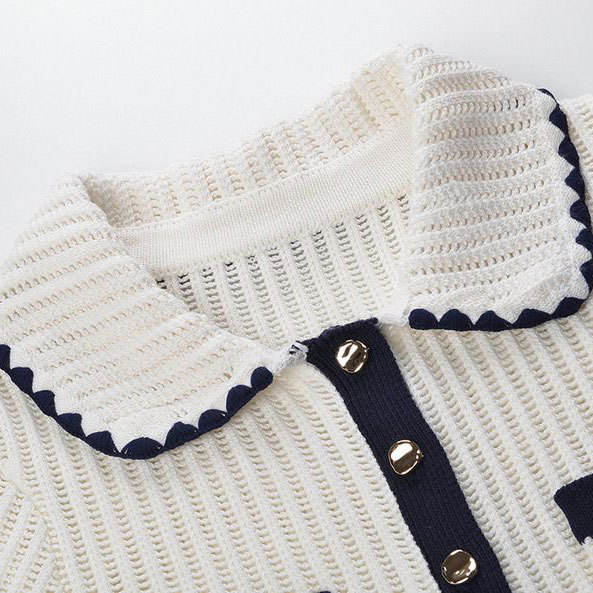 Tessa Van Hoef Contrast-Trim Knit Peplum Top