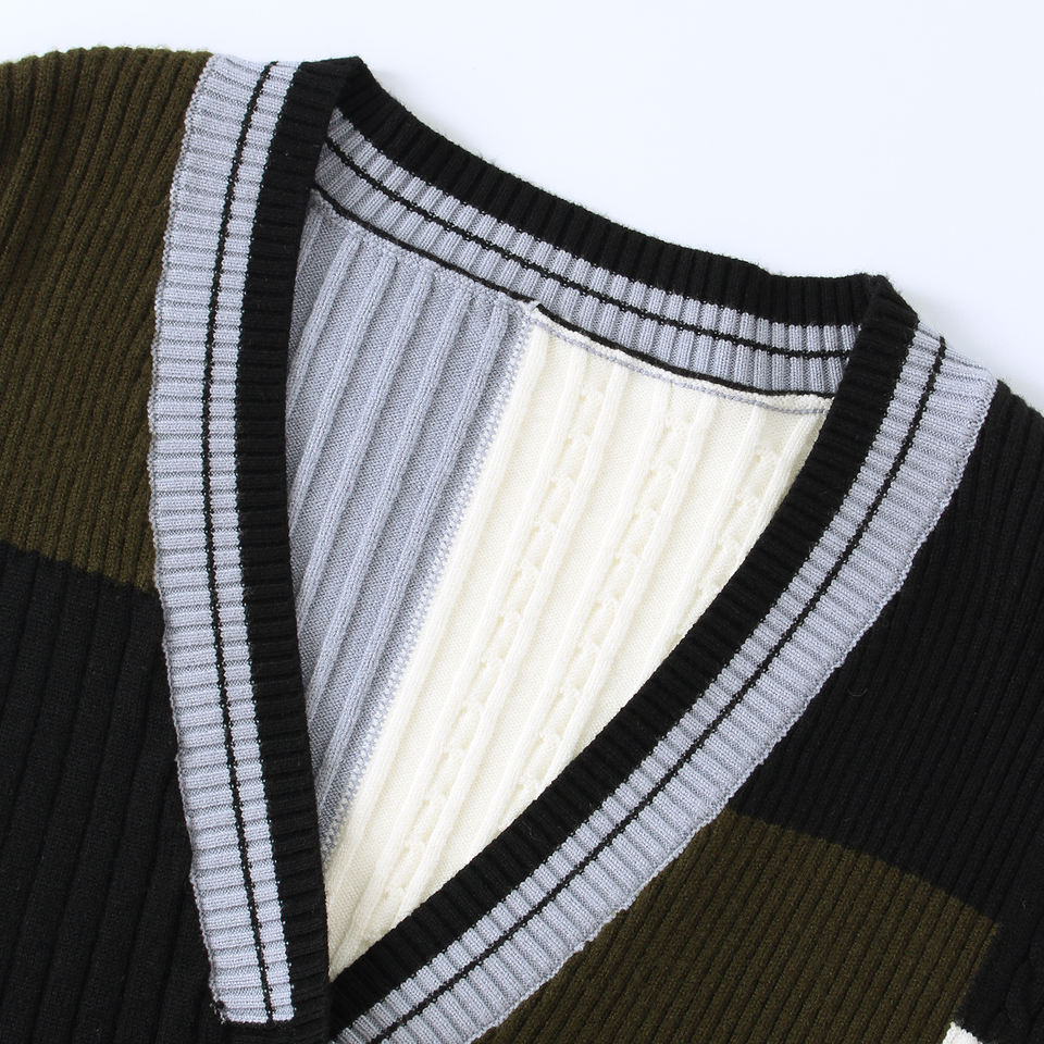 Knit Cardigan – Multi-Color Design – V-Neck – Button-Up Spring Style