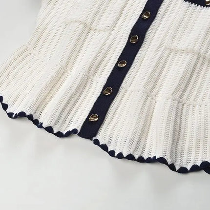 Tessa Van Hoef Contrast-Trim Knit Peplum Top