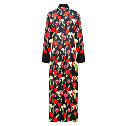Shirt Dress – Floral Button Detail – Lapel Collar – Bohemian Chic Style