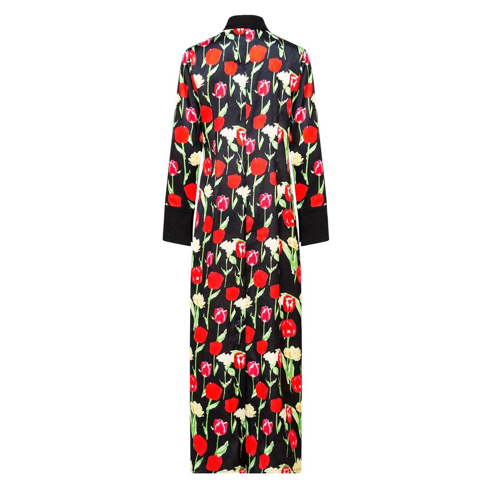 Shirt Dress – Floral Button Detail – Lapel Collar – Bohemian Chic Style