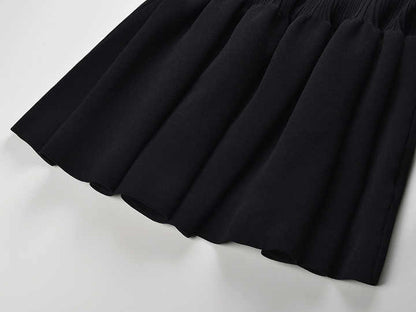 Off-Shoulder Bodycon Dress with Bow Detail in Black and White