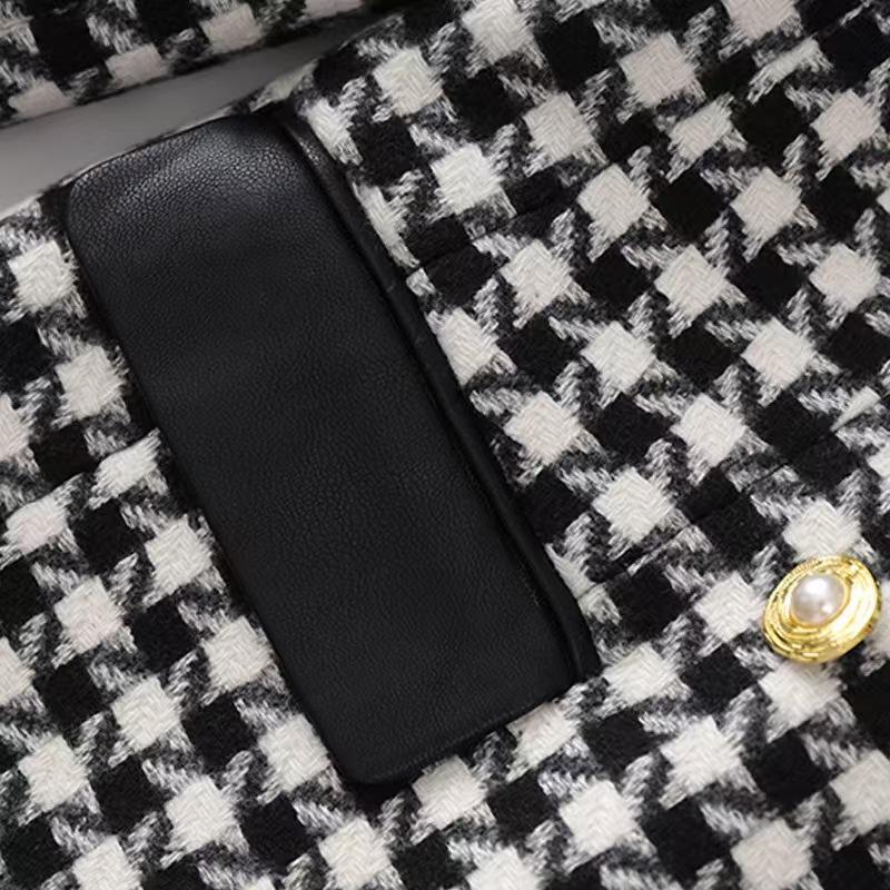 Olivia Van Hoef Houndstooth Double-Breasted Blazer