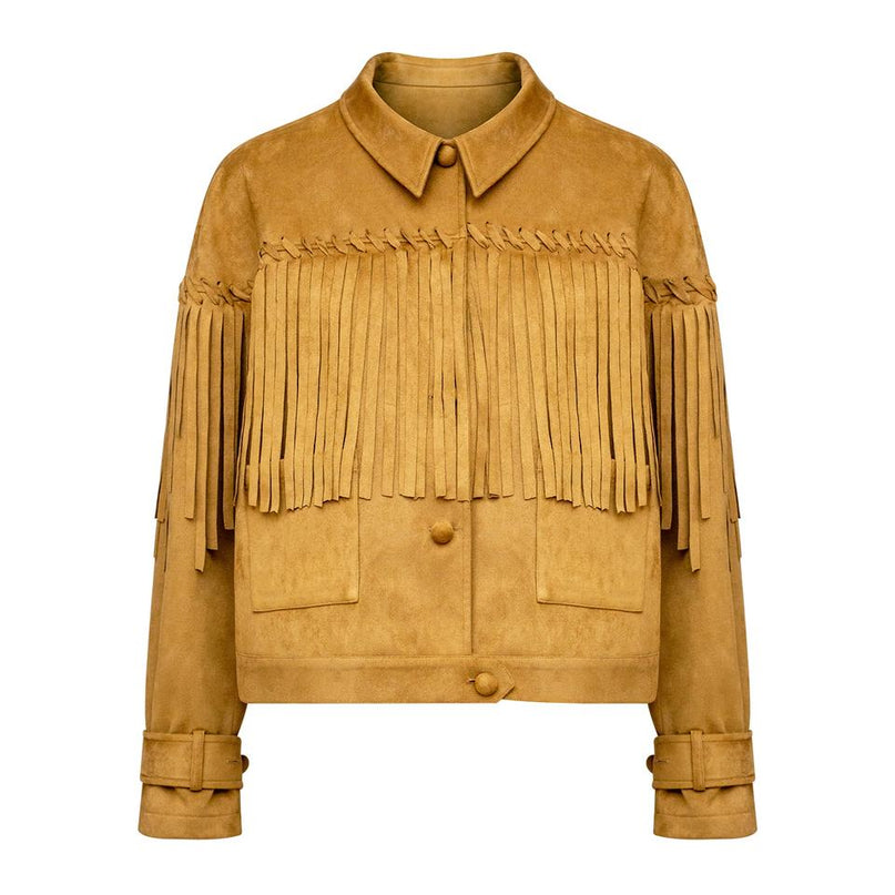 Bomber Jacket – Suede Fringe – Vintage Collar – Trendy Style