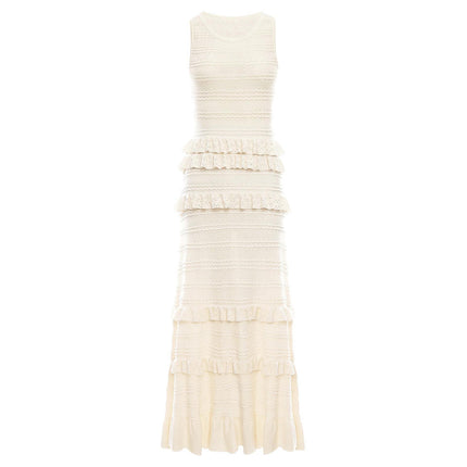 Isabella Van Hoef Knit Cardigan And Ruffle Midi Dress Set
