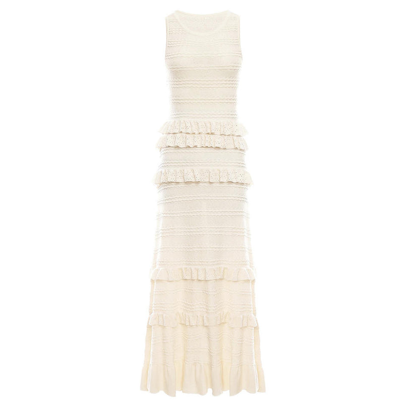 Isabella Van Hoef Knit Cardigan And Ruffle Midi Dress Set