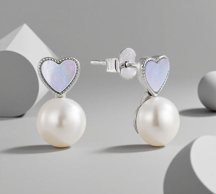 925 Silver Plated Pearl Stud Earrings With Micro Inlay