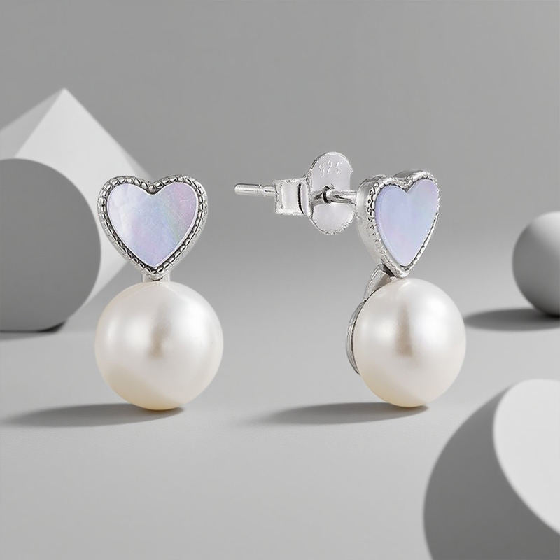 925 Silver Plated Pearl Stud Earrings With Micro Inlay