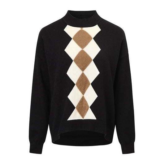 Pullover Sweater – Wool Cashmere Blend – Argyle Pattern – Elegant Fall Style