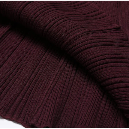 Marina Van Hoef Contrast-Collar Ribbed Midi Dress