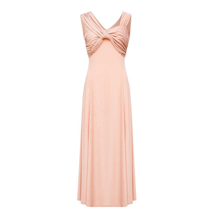 Maxi Dress – Draped V-Neck – Pleated Design – Elegant Evening Style