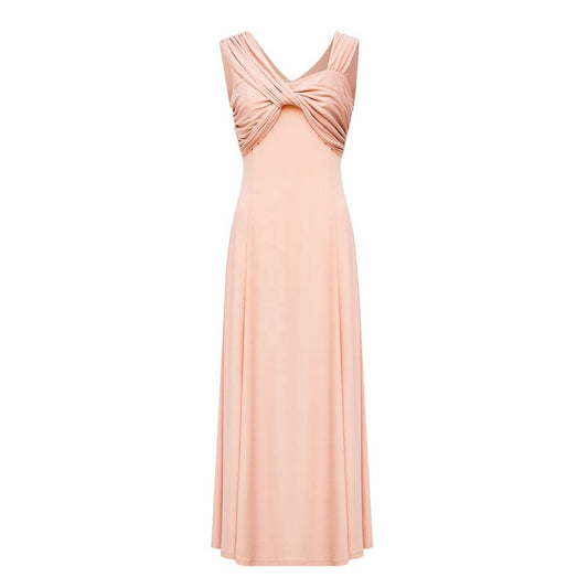 Maxi Dress – Draped V-Neck – Pleated Design – Elegant Evening Style