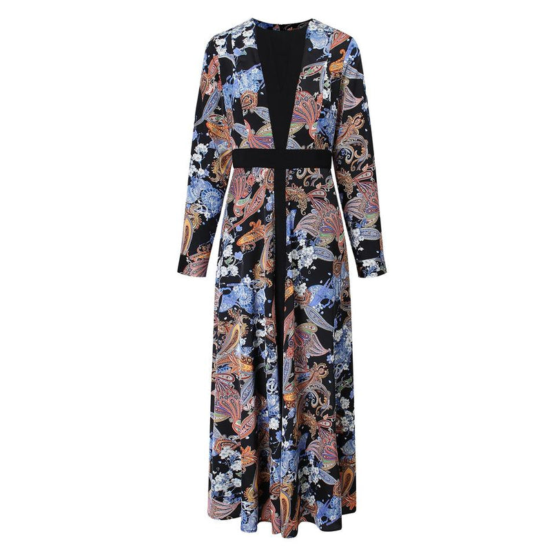 Shirt Dress – Floral Graphic Print – Round Neckline – Vintage Inspired Style