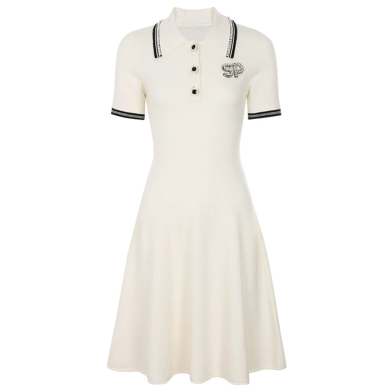 Zoe Van Hoef Contrast-Trim Polo Knit Dress