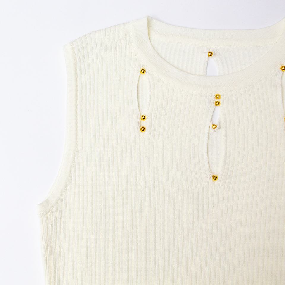 Sweater Dress – Sleeveless Bodycon – Cutout Detail – Luxury Designer Style