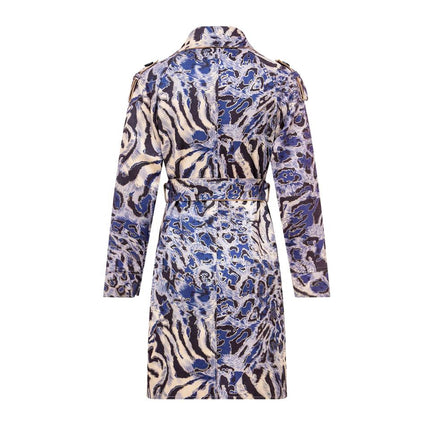 Trenchcoat – Purple Animal Print – Belted Design – Luxury Winter Style